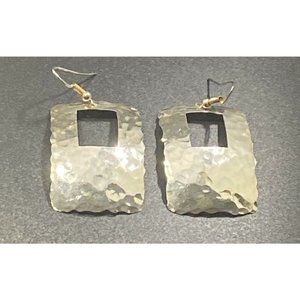 Douglas Etsitty Navajo Hammered Rectangle Earrings Dangle Hook Signed